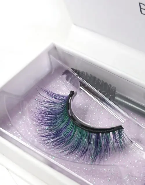 Colored Eyelashes, "Colorful 3D Lashes Collection - Perfect Gift for Anime Lovers" (Purple & Green)